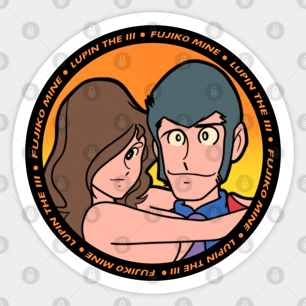 Lupin the third and Fujiko Mine round design Sticker by Yasimuf